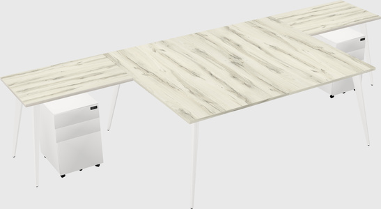 Shared l-shaped office desk system