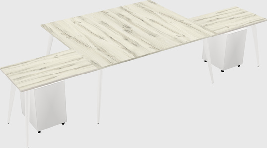 Shared l-shaped office desk system