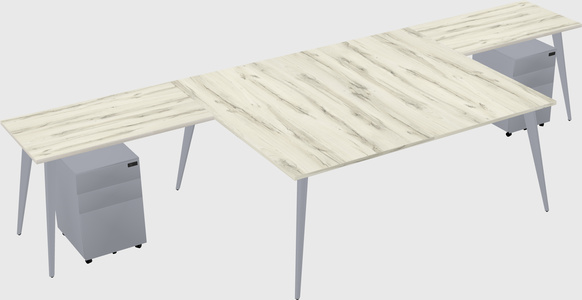 Shared l-shaped office desk system