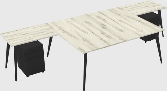 Shared l-shaped office desk system