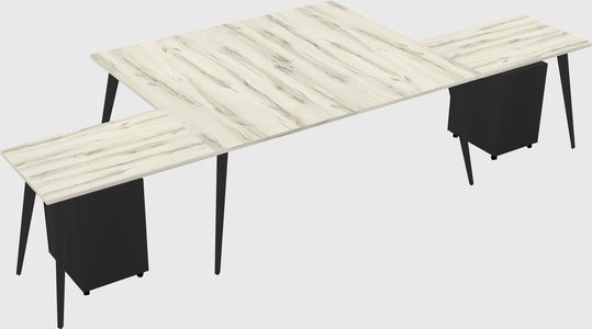 Shared l-shaped office desk system