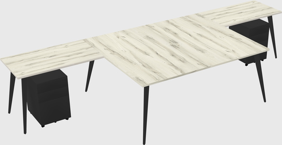 Shared l-shaped office desk system