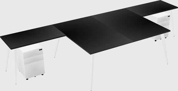Shared l-shaped office desk system