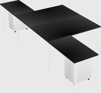 Shared l-shaped office desk system