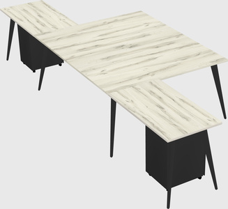 Shared l-shaped office desk system