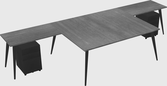 Shared l-shaped office desk system