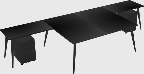 Shared l-shaped office desk system