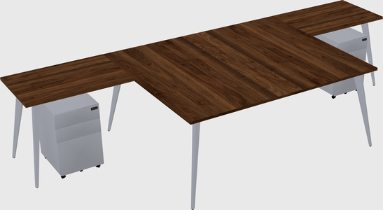 Shared l-shaped office desk system