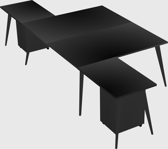 Shared l-shaped office desk system