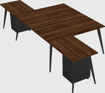 Shared l-shaped office desk system
