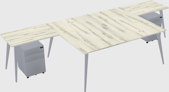 Shared l-shaped office desk system