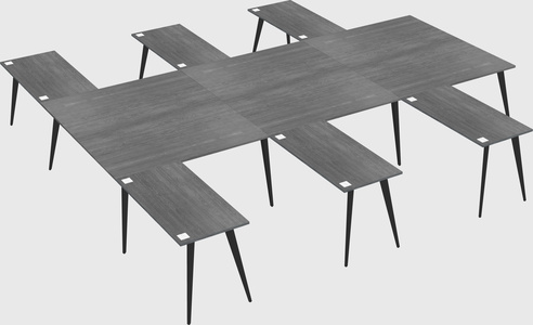 Shared l-shaped office desk system
