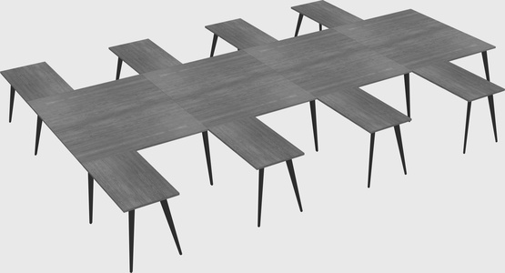 Shared l-shaped office desk system