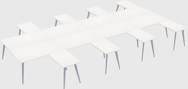 Shared l-shaped office desk system