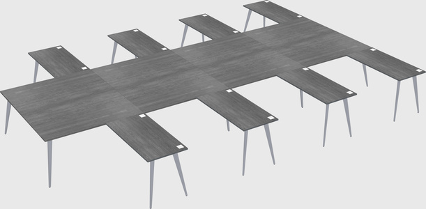 Shared l-shaped office desk system