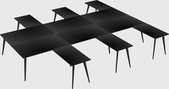 Shared l-shaped office desk system