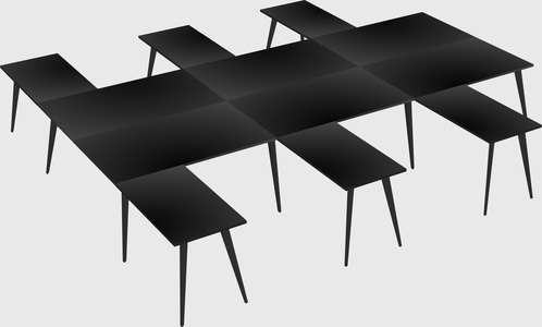 Shared l-shaped office desk system