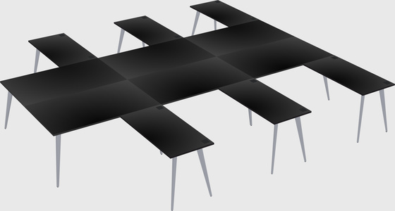 Shared l-shaped office desk system