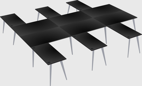Shared l-shaped office desk system