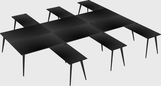 Shared l-shaped office desk system