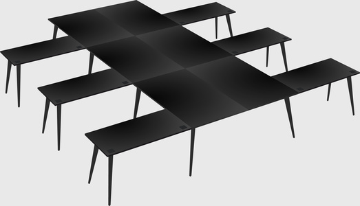 Shared l-shaped office desk system