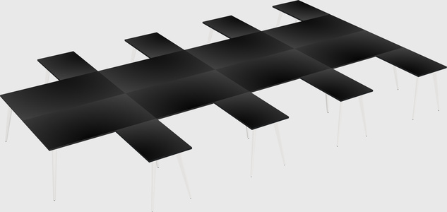 Shared l-shaped office desk system