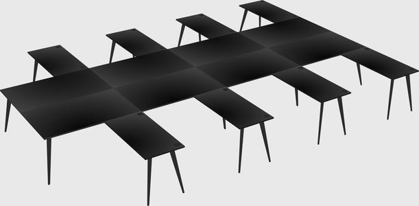 Shared l-shaped office desk system