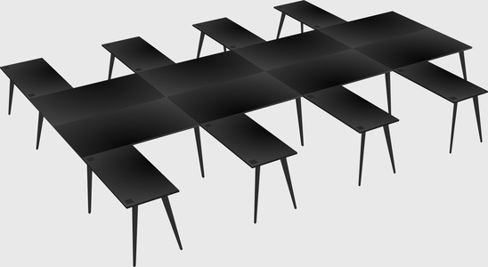 Shared l-shaped office desk system