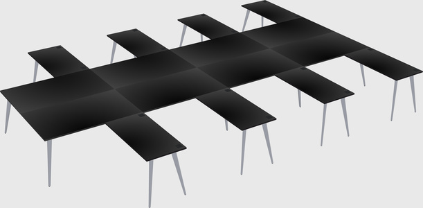 Shared l-shaped office desk system
