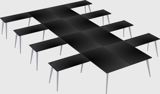 Shared l-shaped office desk system