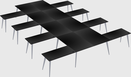 Shared l-shaped office desk system