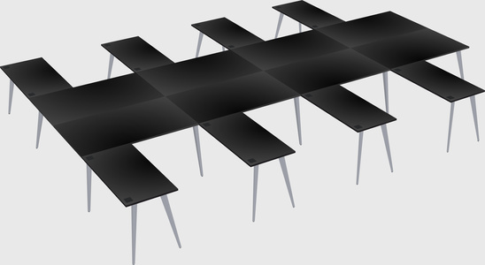 Shared l-shaped office desk system
