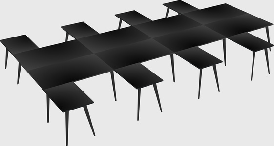 Shared l-shaped office desk system