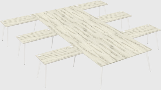 Shared l-shaped office desk system