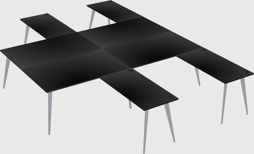 Shared l-shaped office desk system