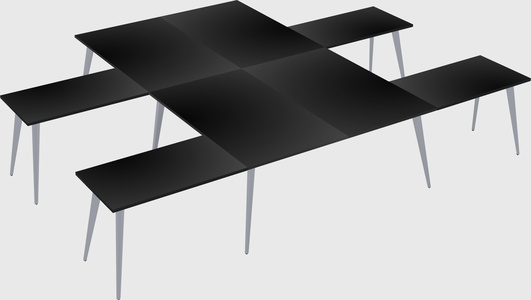Shared l-shaped office desk system