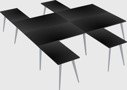 Shared l-shaped office desk system
