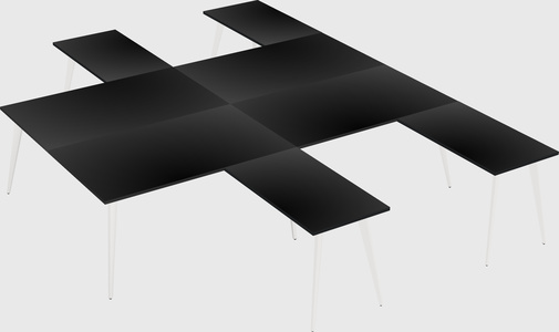 Shared l-shaped office desk system