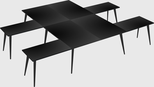 Shared l-shaped office desk system
