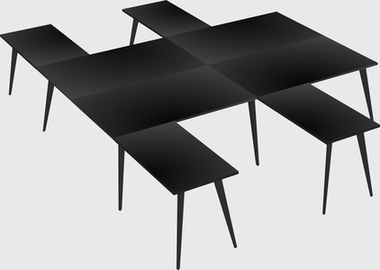 Shared l-shaped office desk system