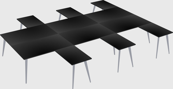 Shared l-shaped office desk system