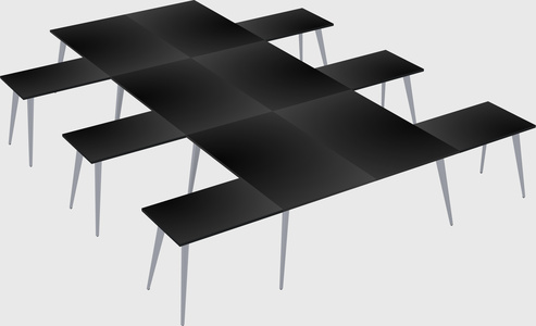 Shared l-shaped office desk system