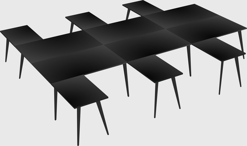 Shared l-shaped office desk system