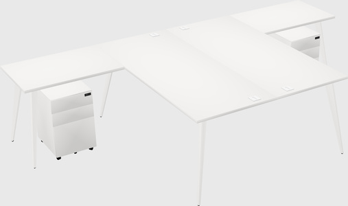 Shared l-shaped office desk system