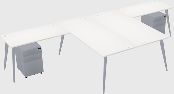 Shared l-shaped office desk system