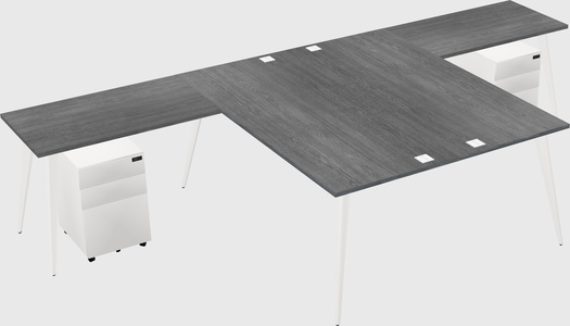 Shared l-shaped office desk system