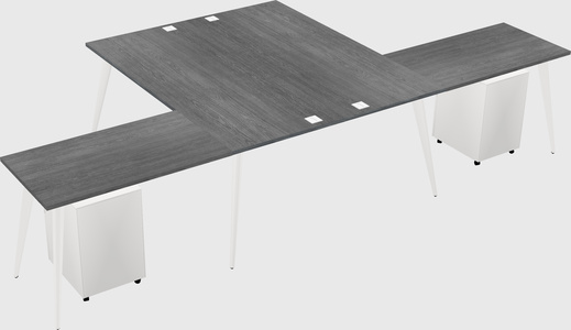 Shared l-shaped office desk system