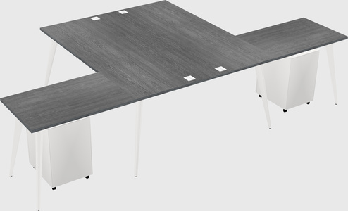 Shared l-shaped office desk system