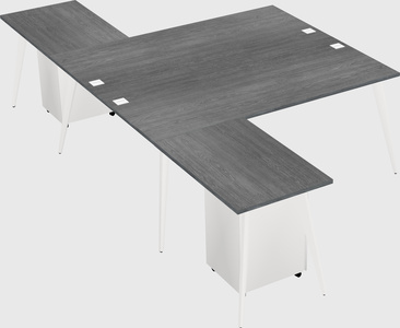 Shared l-shaped office desk system