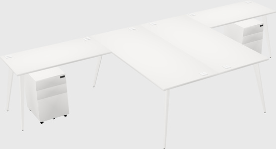Shared l-shaped office desk system